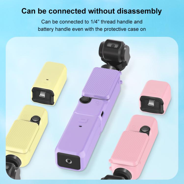 For DJI OSMO Pocket 3 PULUZ 6 in 1 Body Lens Handle Screen Mic Silicone TPU Cover (Pink)