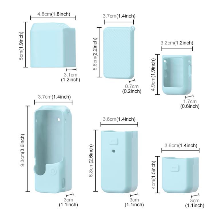 For DJI OSMO Pocket 3 PULUZ 6 in 1 Body Lens Handle Screen Mic Silicone TPU Cover (Mint Green) - free shipping - PMC TechLife - Order now!