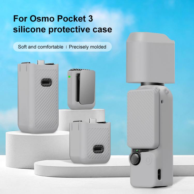 For DJI OSMO Pocket 3 PULUZ 6 in 1 Body Lens Handle Screen Mic Silicone TPU Cover (Grey) - free shipping - PMC Jewellery - Order now!