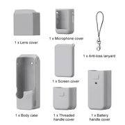 For DJI OSMO Pocket 3 PULUZ 6 in 1 Body Lens Handle Screen Mic Silicone TPU Cover (Grey)
