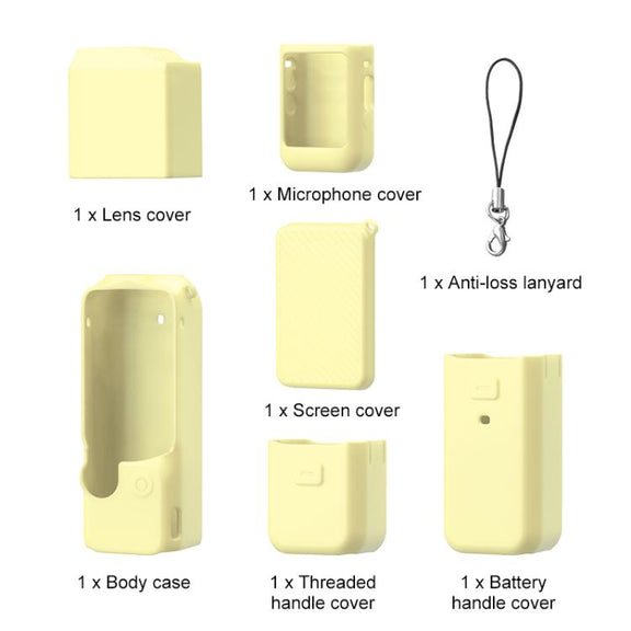 For DJI OSMO Pocket 3 PULUZ 6 in 1 Body Lens Handle Screen Mic Silicone TPU Cover (Yellow)