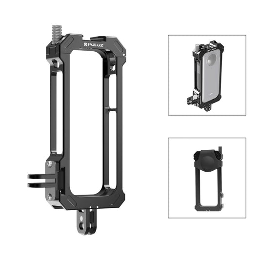 For Insta360 X3 PULUZ Metal Protective Cage Rig Housing Frame with Expand Cold Shoe Base & Tripod Adapter(Black) - free shipping - PMC Jewellery - Order now!
