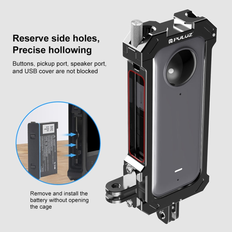 For Insta360 X3 PULUZ Metal Protective Cage Rig Housing Frame with Expand Cold Shoe Base & Tripod Adapter(Black) - free shipping - PMC TechLife - Order now!