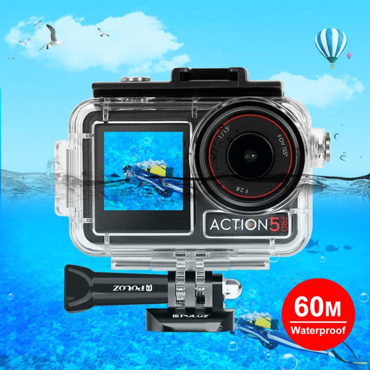For DJI Osmo Action 5 Pro / 3 / 4 PULUZ 60m Underwater Waterproof Housing Diving Case with Cold Shoe & Buckle Basic Mount & Screw - free shipping - PMC Jewellery - Order now!