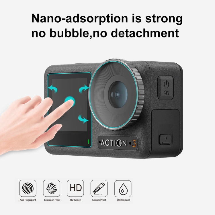 For DJI Osmo Action 3  PULUZ 3-in-1 Lens Front and Back Screen Tempered Glass Explosion-proof Film - Protective Film & Stickers by PULUZ | Online Shopping South Africa | PMC TechLife | Buy Now Pay Later Mobicred
