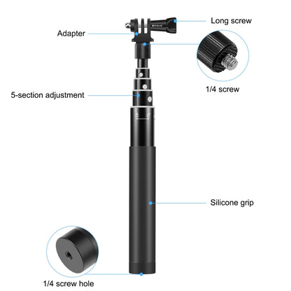 PULUZ 70cm Metal Selfie Stick Monopod with Invisible Adapter Base & Screw for Insta360 One RS / X2 / X3 / DJI Osmo 360 - free shipping - PMC Jewellery - Order now!