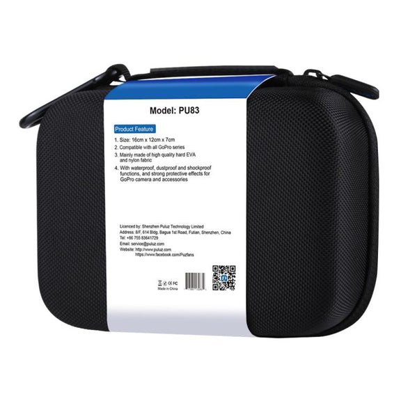 PULUZ Water-resistant Carrying and Travel Case for GoPro, DJI Osmo Action and other Sport Cameras Accessories, Small Size: 16cm x 12cm x 7cm(Black)