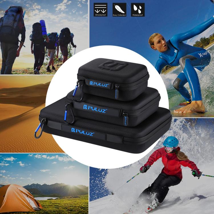 PULUZ Waterproof Carrying and Travel Case for GoPro, DJI Osmo Action and other Sport Cameras Accessories, Small Size: 16cm x 12cm x 7cm(Black) - Carry Cases by PULUZ | Online Shopping South Africa | PMC TechLife | Buy Now Pay Later Mobicred