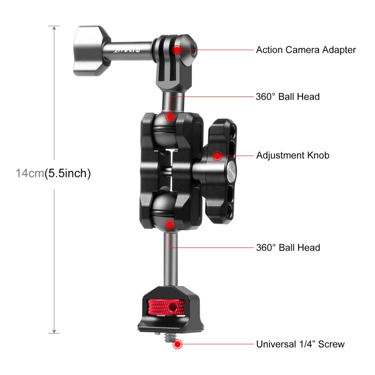PULUZ Magic Arm Multi-way Ball  Aluminum Alloy Mount (Black) - Stand Bracket by PULUZ | Online Shopping South Africa | PMC TechLife | Buy Now Pay Later Mobicred