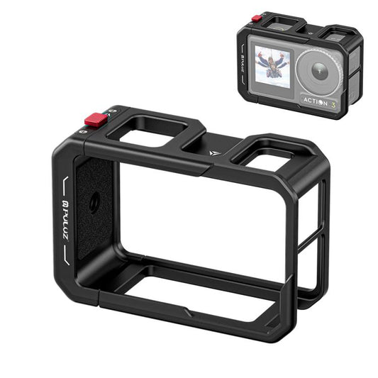 For DJI Osmo Action 5 Pro / 4 / 3 PULUZ All-inclusive Aluminum Alloy Cage Expansion Adapter Frame with Lens Cover (Black) - free shipping - PMC Jewellery - Order now!