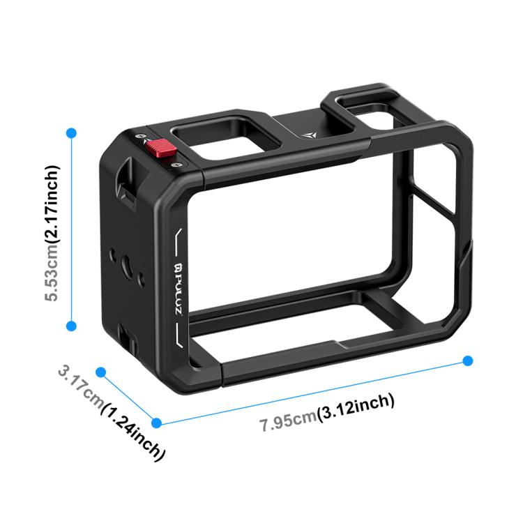 For DJI Osmo Action 5 Pro / 4 / 3 PULUZ All-inclusive Aluminum Alloy Cage Expansion Adapter Frame with Lens Cover (Black)