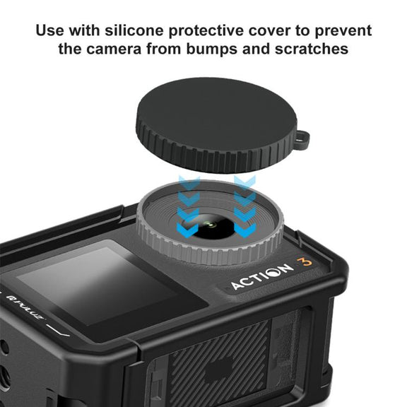 For DJI Osmo Action 5 Pro / 4 / 3 PULUZ All-inclusive Aluminum Alloy Cage Expansion Adapter Frame with Lens Cover (Black)