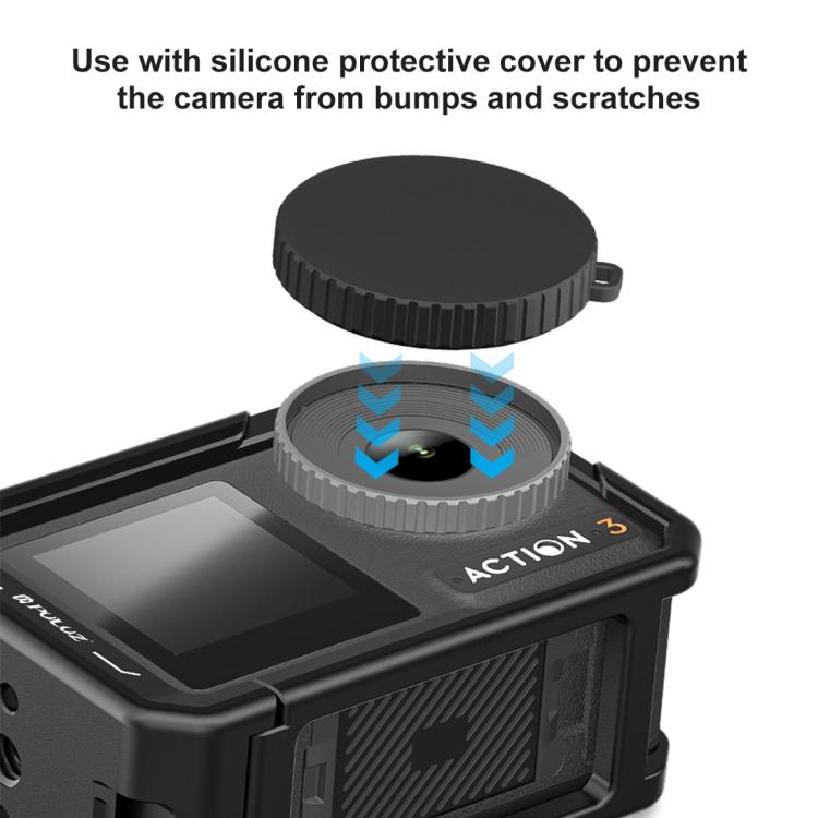 For DJI Osmo Action 5 Pro / 4 / 3 PULUZ All-inclusive Aluminum Alloy Cage Expansion Adapter Frame with Lens Cover (Black)