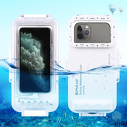 PULUZ 45m/147ft Water-resistant Diving Case Photo Video Taking Underwater Housing Cover for iPhone 14 Series, iPhone 13 Series, iPhone 12 Series, iPhone 11 Series, iPhone X Series, iPhone 8 & 7, iPhone 6s, iOS 13.0 or Above Version iPhone(White)