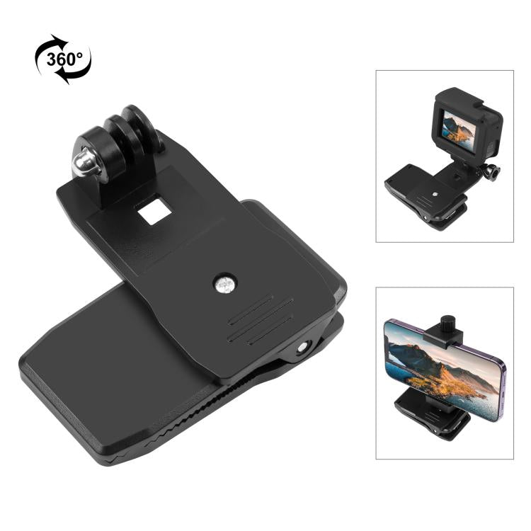 PULUZ 4 in 1 360 Degree Rotating Backpack Hat QR Clip Rec-mounts with Phone Clamp Kit - Backpack Clip by PULUZ | Online Shopping South Africa | PMC TechLife | Buy Now Pay Later Mobicred