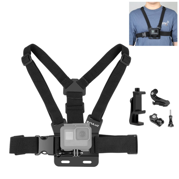 PULUZ  5 in 1 Adjustable Body Mount Belt Chest Strap with Phone Clamp & J Hook Mount & Long Screw Kit - Chest Belt by PULUZ | Online Shopping South Africa | PMC TechLife | Buy Now Pay Later Mobicred