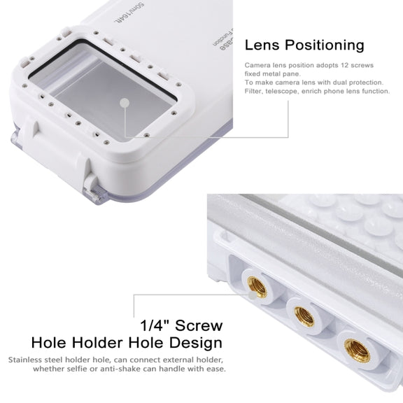 PULUZ 45m/147ft Water-resistant Diving Case Photo Video Taking Underwater Housing Cover for iPhone 16 / 16 Pro / 15 / 15 Pro, Galaxy, Huawei, Xiaomi, Google Android OTG Smartphones with Type-C Port(White) - free shipping - PMC TechLife - Order now!