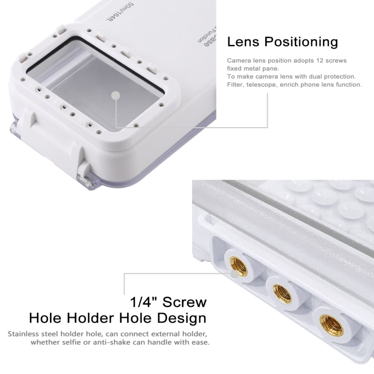 PULUZ 45m/147ft Water-resistant Diving Case Photo Video Taking Underwater Housing Cover for iPhone 16 / 16 Pro / 15 / 15 Pro, Galaxy, Huawei, Xiaomi, Google Android OTG Smartphones with Type-C Port(White) - free shipping - PMC TechLife - Order now!