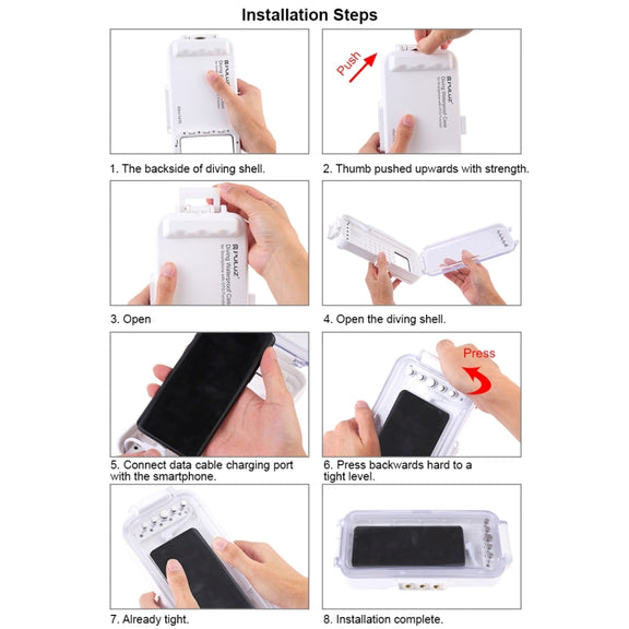 PULUZ 45m/147ft Water-resistant Diving Case Photo Video Taking Underwater Housing Cover for iPhone 16 / 16 Pro / 15 / 15 Pro, Galaxy, Huawei, Xiaomi, Google Android OTG Smartphones with Type-C Port(White) - free shipping - PMC TechLife - Order now!