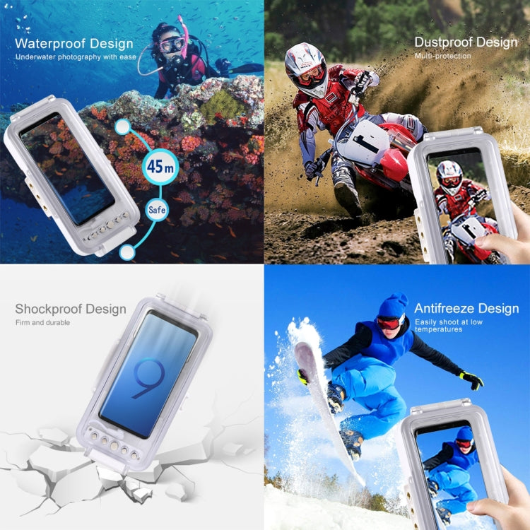 PULUZ 45m/147ft Water-resistant Diving Case Photo Video Taking Underwater Housing Cover for iPhone 16 / 16 Pro / 15 / 15 Pro, Galaxy, Huawei, Xiaomi, Google Android OTG Smartphones with Type-C Port(White) - free shipping - PMC TechLife - Order now!