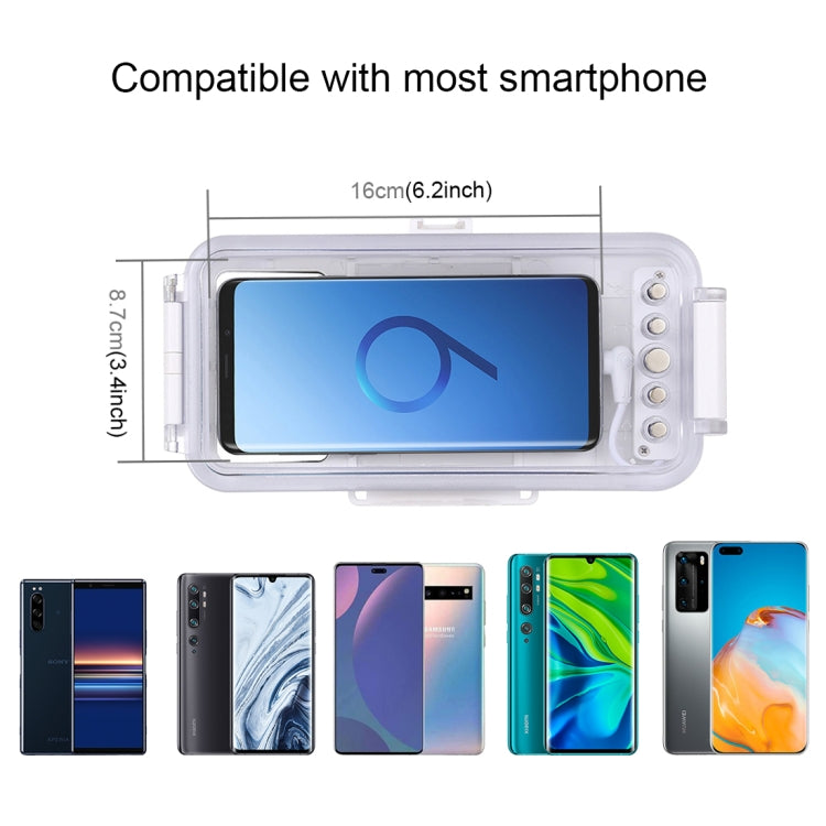 PULUZ 45m/147ft Water-resistant Diving Case Photo Video Taking Underwater Housing Cover for iPhone 16 / 16 Pro / 15 / 15 Pro, Galaxy, Huawei, Xiaomi, Google Android OTG Smartphones with Type-C Port(White) - free shipping - PMC TechLife - Order now!