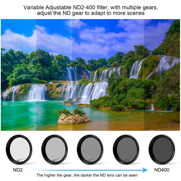 For GoPro HERO12 Black /11 Black /11 Black Mini /10 Black /9 Black PULUZ 52mm UV ND2-400 Filter with Adapter Ring(Black) - free shipping - PMC Jewellery - Order now!
