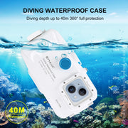 PULUZ 40m/130ft Water-resistant Diving Case for iPhone 16 / 15 / 15 Pro / 14 / 14 Pro / 13 / 13 Pro / 12 / 12 Pro, with One-way Valve Photo Video Taking Underwater Housing Cover(White)