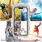 PULUZ 40m/130ft Water-resistant Diving Case for iPhone 16 / 15 / 15 Pro / 14 / 14 Pro / 13 / 13 Pro / 12 / 12 Pro, with One-way Valve Photo Video Taking Underwater Housing Cover(White)