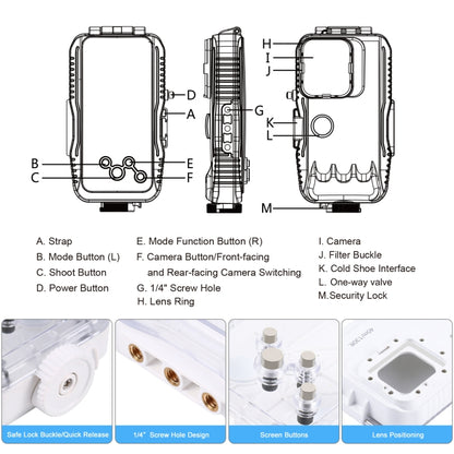 PULUZ 40m/130ft Waterproof Diving Case for iPhone 15 Pro Max / 15 Plus / 14 Plus / 14 Pro Max / 13 Pro Max / 12 Pro Max / 11 Pro Max, with One-way Valve Photo Video Taking Underwater Housing Cover(White) - free shipping - PMC Jewellery - Order now!