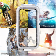 PULUZ 40m/130ft Water-resistant Diving Case for iPhone 15 Pro Max / 15 Plus / 14 Plus / 14 Pro Max / 13 Pro Max / 12 Pro Max / 11 Pro Max, with One-way Valve Photo Video Taking Underwater Housing Cover(White)