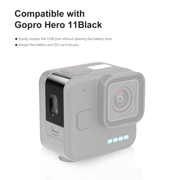 For GoPro Hero11 Black Mini PULUZ Metal Battery Side Interface Cover (Black) - free shipping - PMC TechLife - Order now!
