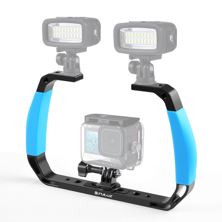 PULUZ Dual Silicone Handles Aluminium Alloy Underwater Diving Rig for GoPro, DJI OSMO Action, Insta360 and Other Action Cameras (Blue) - free shipping - PMC Jewellery - Order now!