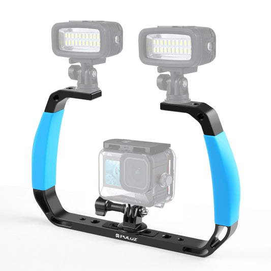 PULUZ Dual Silicone Handles Aluminium Alloy Underwater Diving Rig for GoPro, DJI OSMO Action, Insta360 and Other Action Cameras (Blue) - free shipping - PMC Jewellery - Order now!