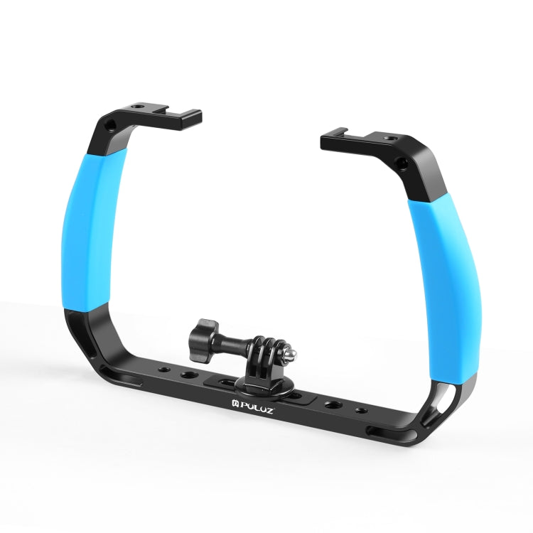 PULUZ Dual Silicone Handles Aluminium Alloy Underwater Diving Rig for GoPro, DJI OSMO Action, Insta360 and Other Action Cameras (Blue) - free shipping - PMC Jewellery - Order now!