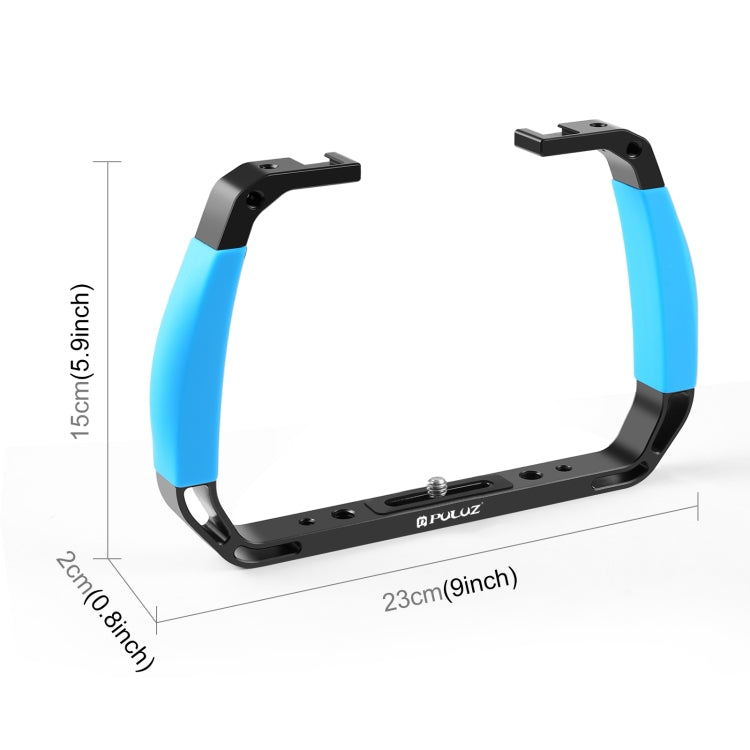 PULUZ Dual Silicone Handles Aluminium Alloy Underwater Diving Rig for GoPro, DJI OSMO Action, Insta360 and Other Action Cameras (Blue) - free shipping - PMC Jewellery - Order now!