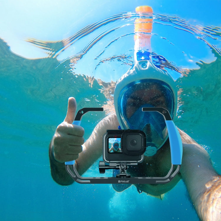 PULUZ Dual Silicone Handles Aluminium Alloy Underwater Diving Rig for GoPro, DJI OSMO Action, Insta360 and Other Action Cameras (Blue) - free shipping - PMC Jewellery - Order now!