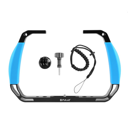 PULUZ Dual Silicone Handles Aluminium Alloy Underwater Diving Rig for GoPro, DJI OSMO Action, Insta360 and Other Action Cameras (Blue) - free shipping - PMC Jewellery - Order now!