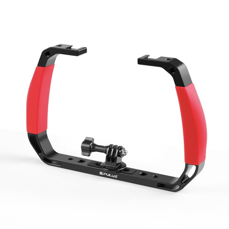 PULUZ Dual Silicone Handles Aluminium Alloy Underwater Diving Rig for GoPro, DJI OSMO Action, Insta360 and Other Action Cameras (Red) - free shipping - PMC Jewellery - Order now!