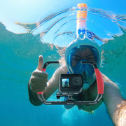 PULUZ Dual Silicone Handles Aluminium Alloy Underwater Diving Rig for GoPro, DJI OSMO Action, Insta360 and Other Action Cameras (Red)