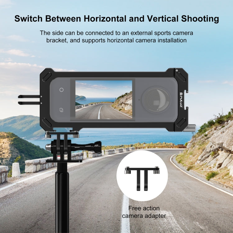 For Insta360 X4 PULUZ Metal Protective Cage Rig Housing Frame with Expand Cold Shoe Base & Tripod Adapter (Black) - Mount & Holder by PULUZ | Online Shopping South Africa | PMC TechLife | Buy Now Pay Later Mobicred