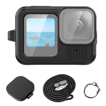 For GoPro HERO13 Black PULUZ Silicone Protective Case Cover with Wrist Strap & Lens Cover (Black) - free shipping - PMC Jewellery - Order now!
