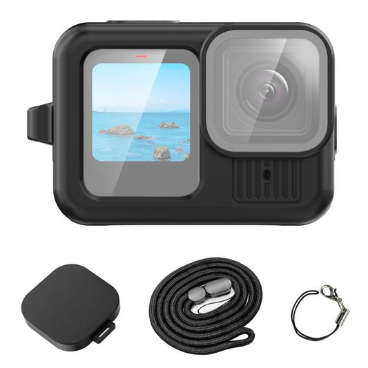 For GoPro HERO13 Black PULUZ Silicone Protective Case Cover with Wrist Strap & Lens Cover (Black) - free shipping - PMC Jewellery - Order now!