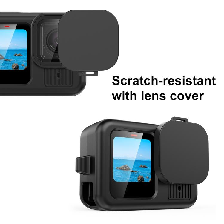 For GoPro HERO13 Black PULUZ Silicone Protective Case Cover with Wrist Strap & Lens Cover (Black) - free shipping - PMC Jewellery - Order now!