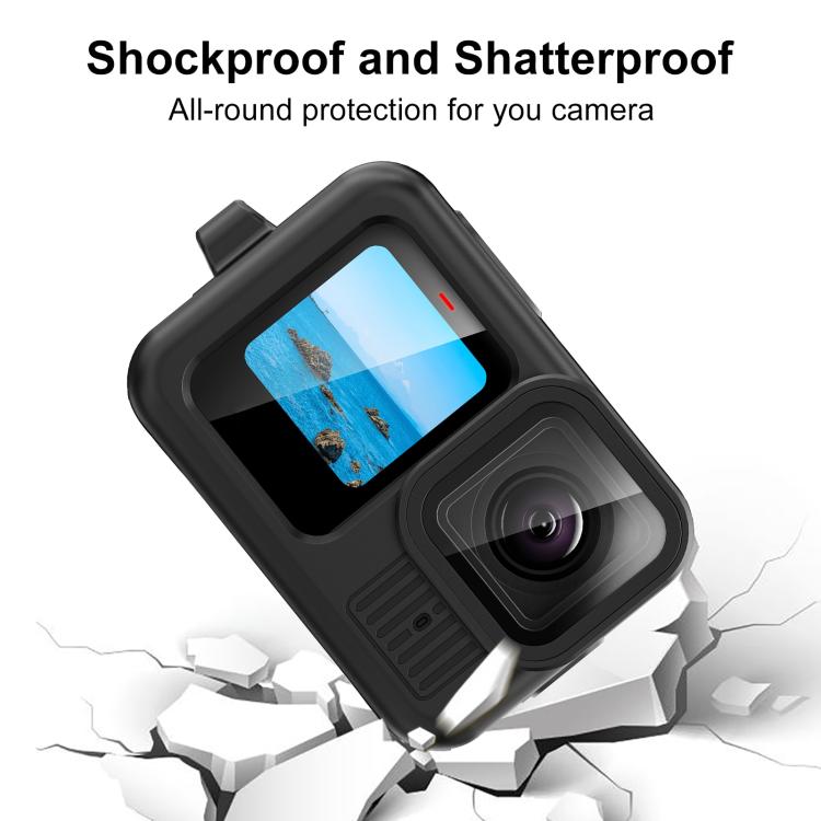 For GoPro HERO13 Black PULUZ Silicone Protective Case Cover with Wrist Strap & Lens Cover (Black) - free shipping - PMC TechLife - Order now!