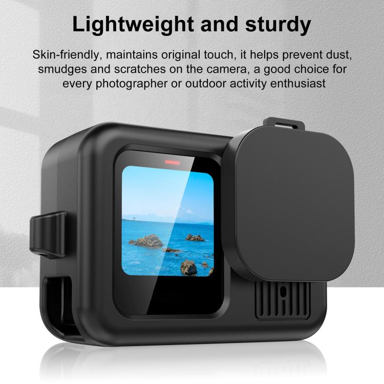 For GoPro HERO13 Black PULUZ Silicone Protective Case Cover with Wrist Strap & Lens Cover (Black) - free shipping - PMC Jewellery - Order now!