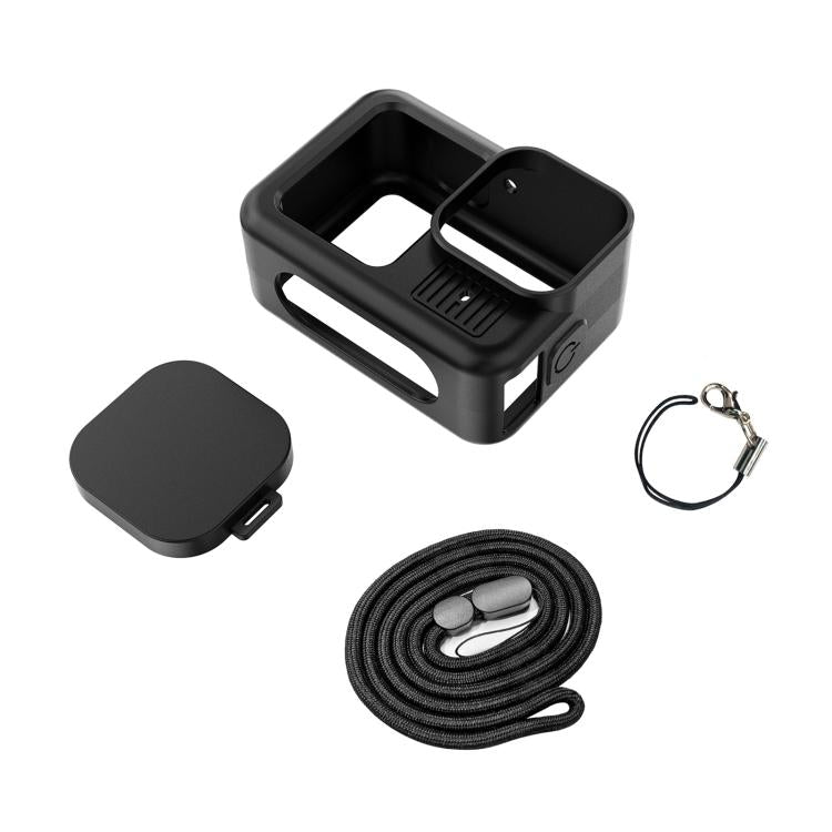 For GoPro HERO13 Black PULUZ Silicone Protective Case Cover with Wrist Strap & Lens Cover (Black) - free shipping - PMC Jewellery - Order now!