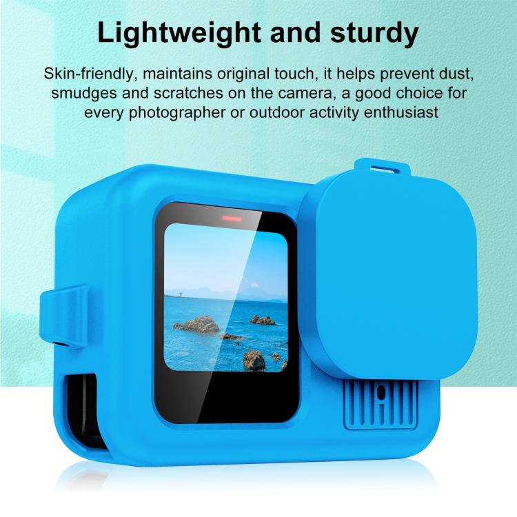 For GoPro HERO13 Black PULUZ Silicone Protective Case Cover with Wrist Strap & Lens Cover (Blue) - free shipping - PMC Jewellery - Order now!