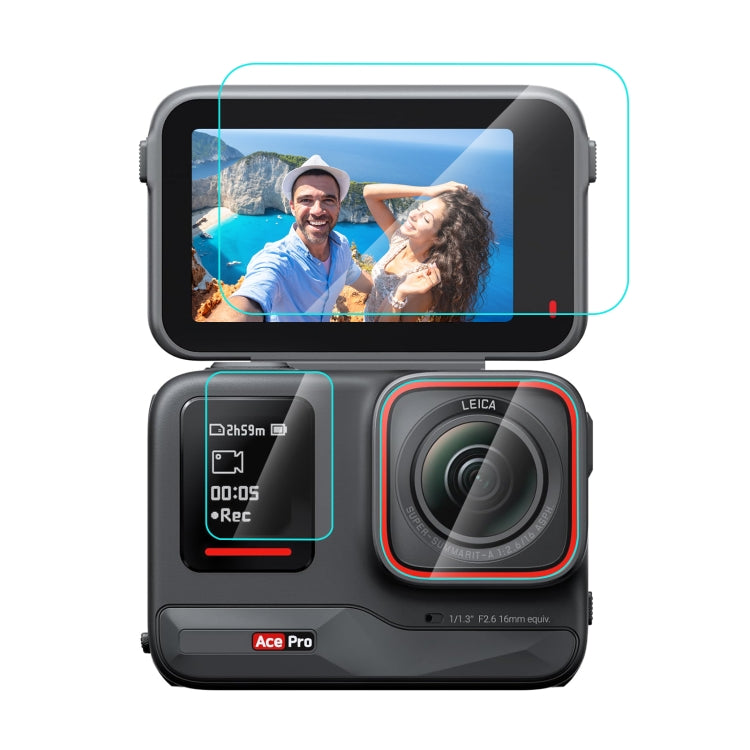 For Insta360 Ace Pro PULUZ 3 in 1 Rear & Front  Screen + Lens Tempered Glass Film (Transparent) - Protective Film & Stickers by PULUZ | Online Shopping South Africa | PMC Jewellery | Buy Now Pay Later Mobicred