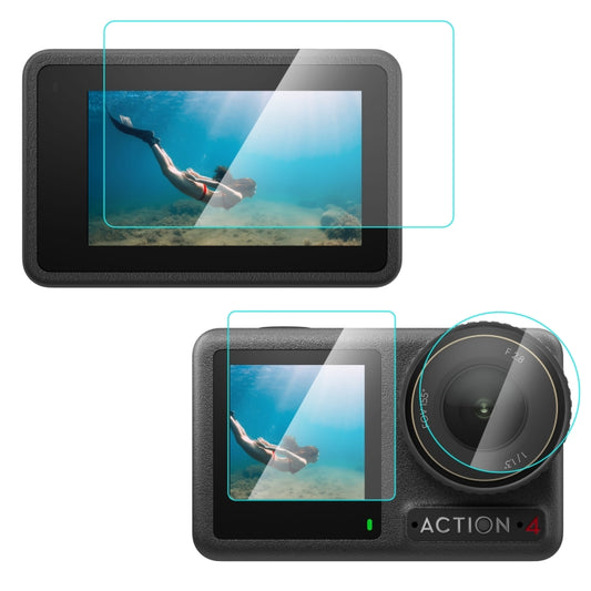 For DJI Osmo Action 4 PULUZ 3-in-1 Lens Front and Back Screen Tempered Glass Explosion-proof Film (Transparent) - free shipping - PMC Jewellery - Order now!