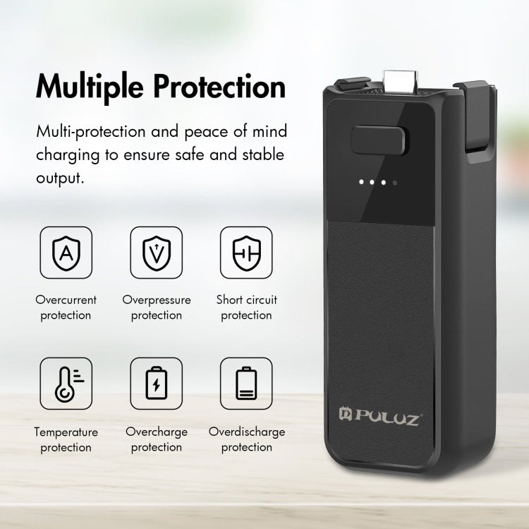 For DJI Osmo Pocket 3 PULUZ High-Capacity 2800mAh Battery Grip (Black)